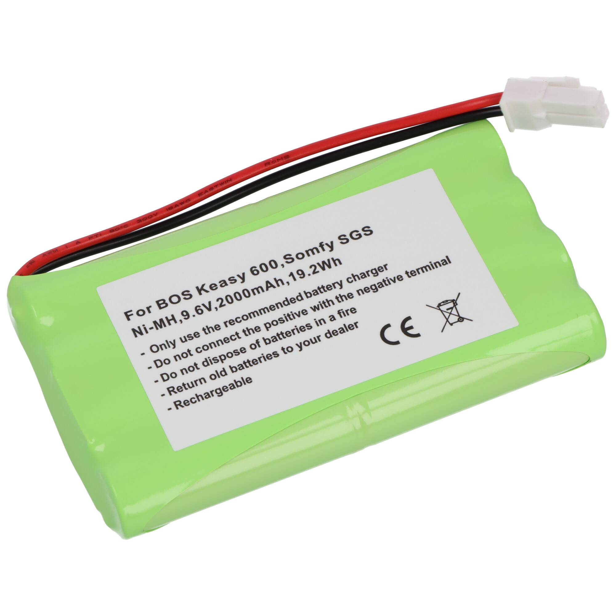 Akku passend für Bosch Keasy 600, Somfy SGS, NiMH, 9,6V, 2000mAh, 19,2Wh