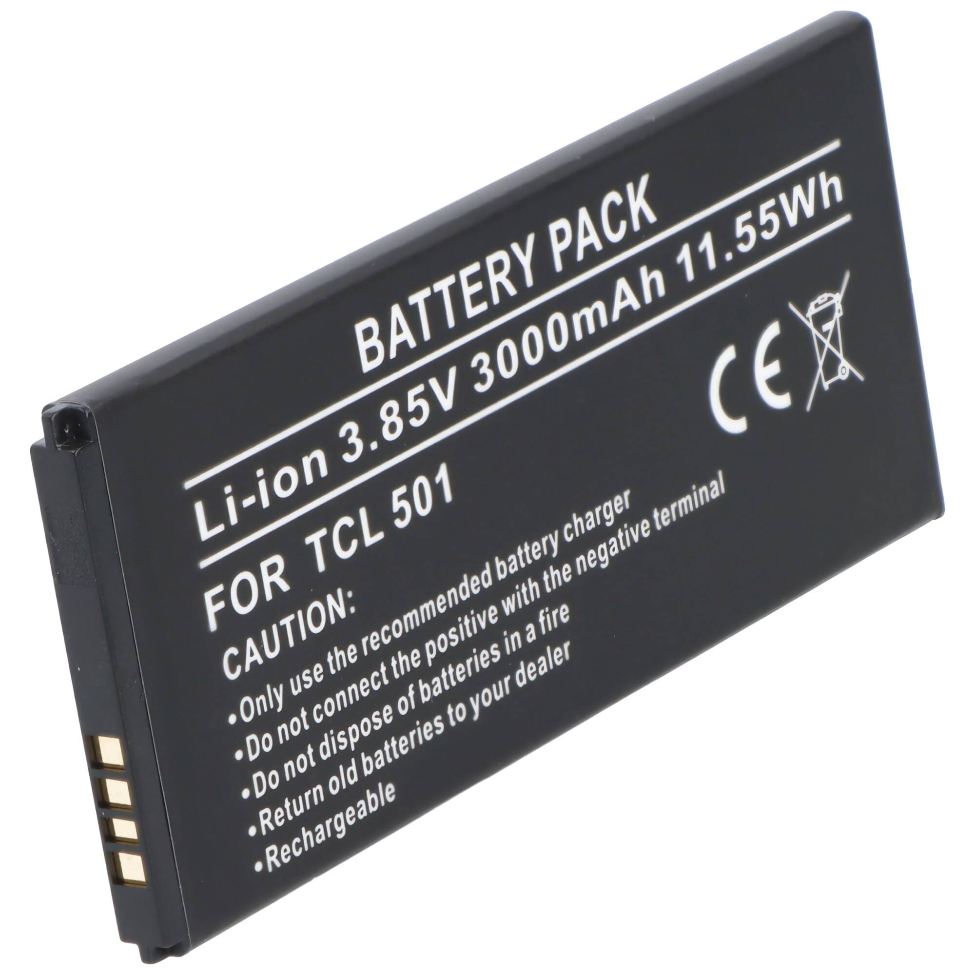 AccuCell Akku passend für TCL 501 – Li-Polymer, 3,85V, 3000mAh, 11,55Wh, eingebaut
