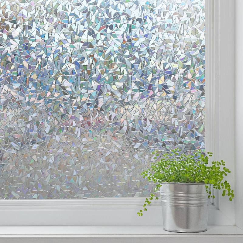 Fensterfolie 3D Schuppen,Sichtschutzfolie Fenster Milchglasfolie,statisch haftend ohne Klebstoff,Anti-UV Folie für Bad und Büro,60*200CM