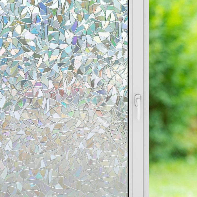 Fensterfolie 3D Schuppen,Sichtschutzfolie Fenster Milchglasfolie,statisch haftend ohne Klebstoff,Anti-UV Folie für Bad und Büro,90*200CM,2 Stück