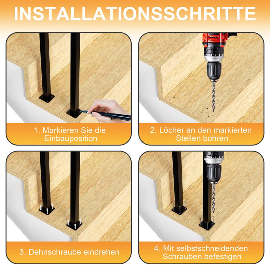 100cm U-Form Treppengeländer Schwarz Handlauf für Treppen für Universal Innen und Außen , Flure