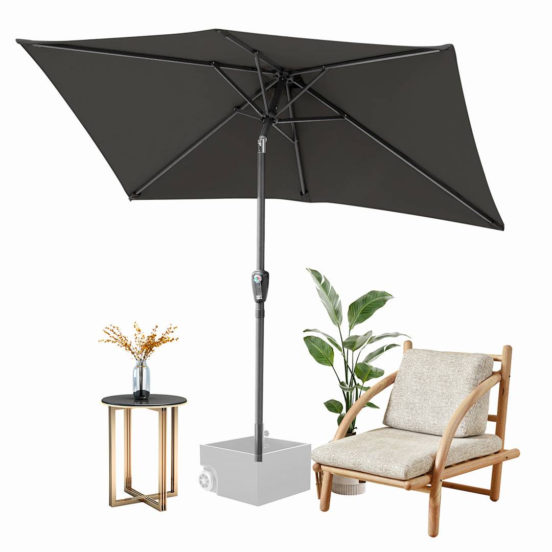 Sonnenschirm 140x210cm, Gartenschirm, knickbar, Schirmtuch mit PA-Beschichtung, UV-Schutz bis UPF 50+, ohne Ständer, Grau