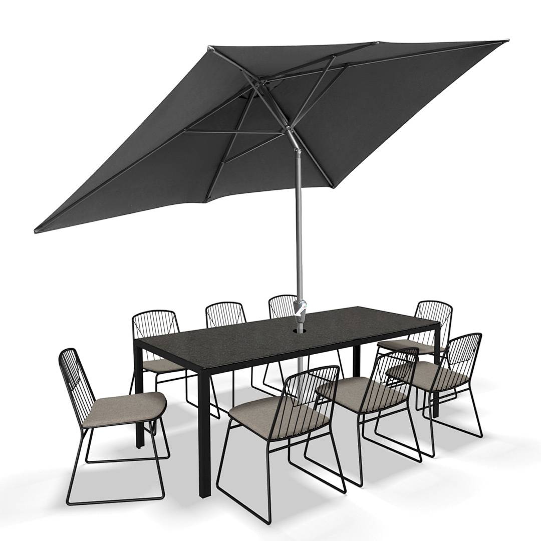 Sonnenschirm 200x300cm, Gartenschirm, knickbar, Schirmtuch mit PA-Beschichtung, UV-Schutz bis UPF 50+, ohne Ständer, grau