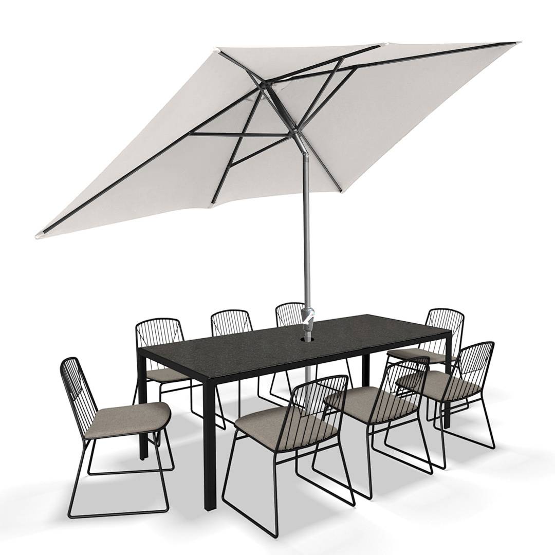 Sonnenschirm 200x300cm, Gartenschirm, knickbar, Schirmtuch mit PA-Beschichtung, UV-Schutz bis UPF 50+, ohne Ständer, Beige