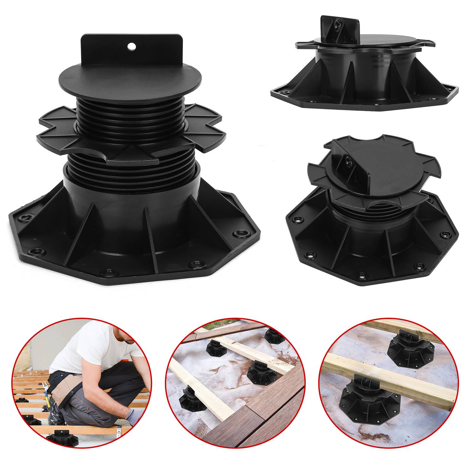 Höhenverstellbare Stelzlager für Terrassen & Balkon, 60-140mm, 30 Stück