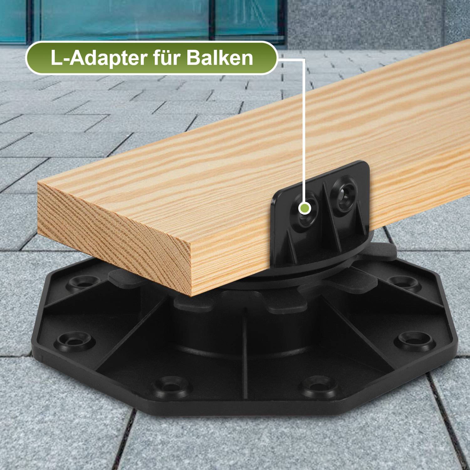 Terrasse Balken-Stellfuß 75-145 mm matt PP Material mit Höhen- und Gefälleausgleich 0-5 % für Holzfußboden-Unterkonstruktion 30 Stk.