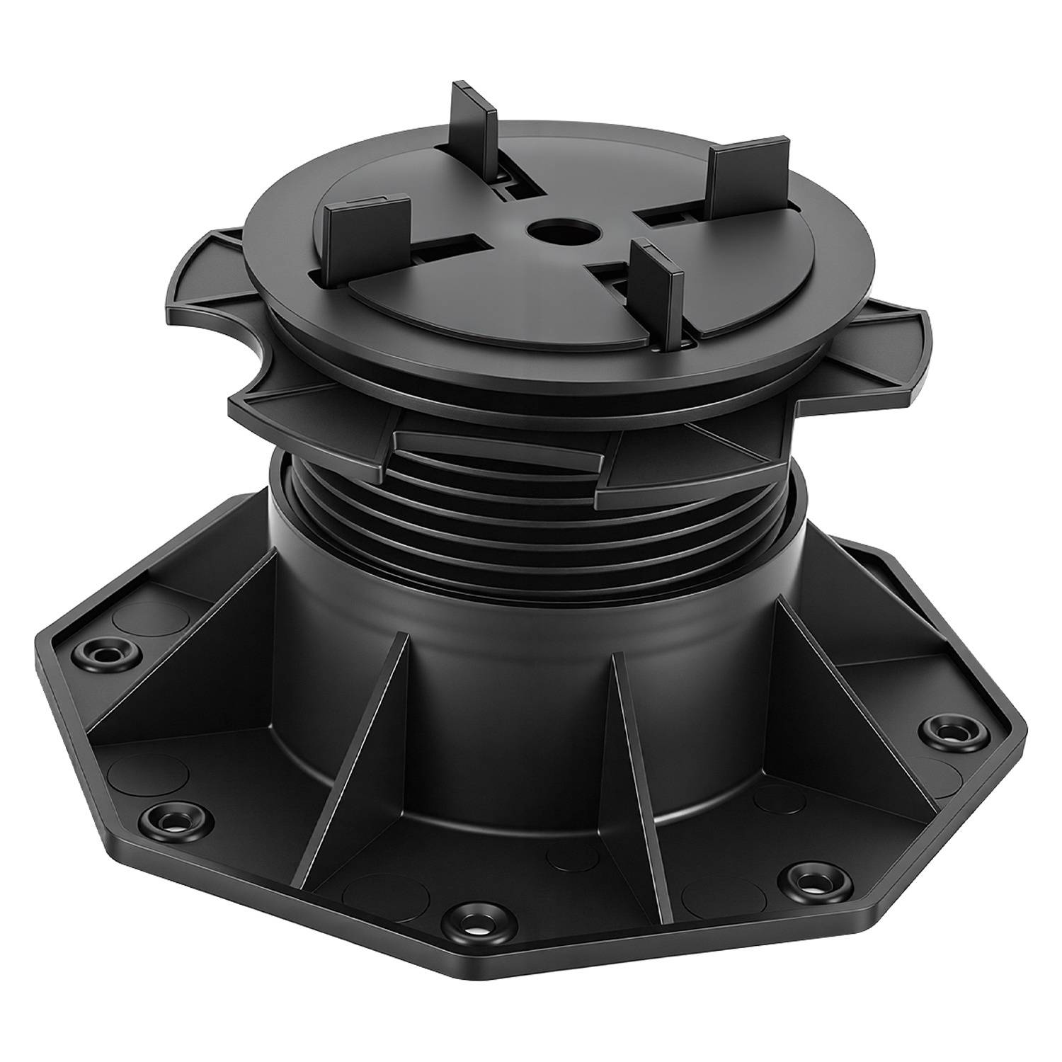 Höhenverstellbarer Platten-Stellfuß 75-145 mm mit 0-5 % Gefälleausgleich für Keramik Stein Beton 30er Set