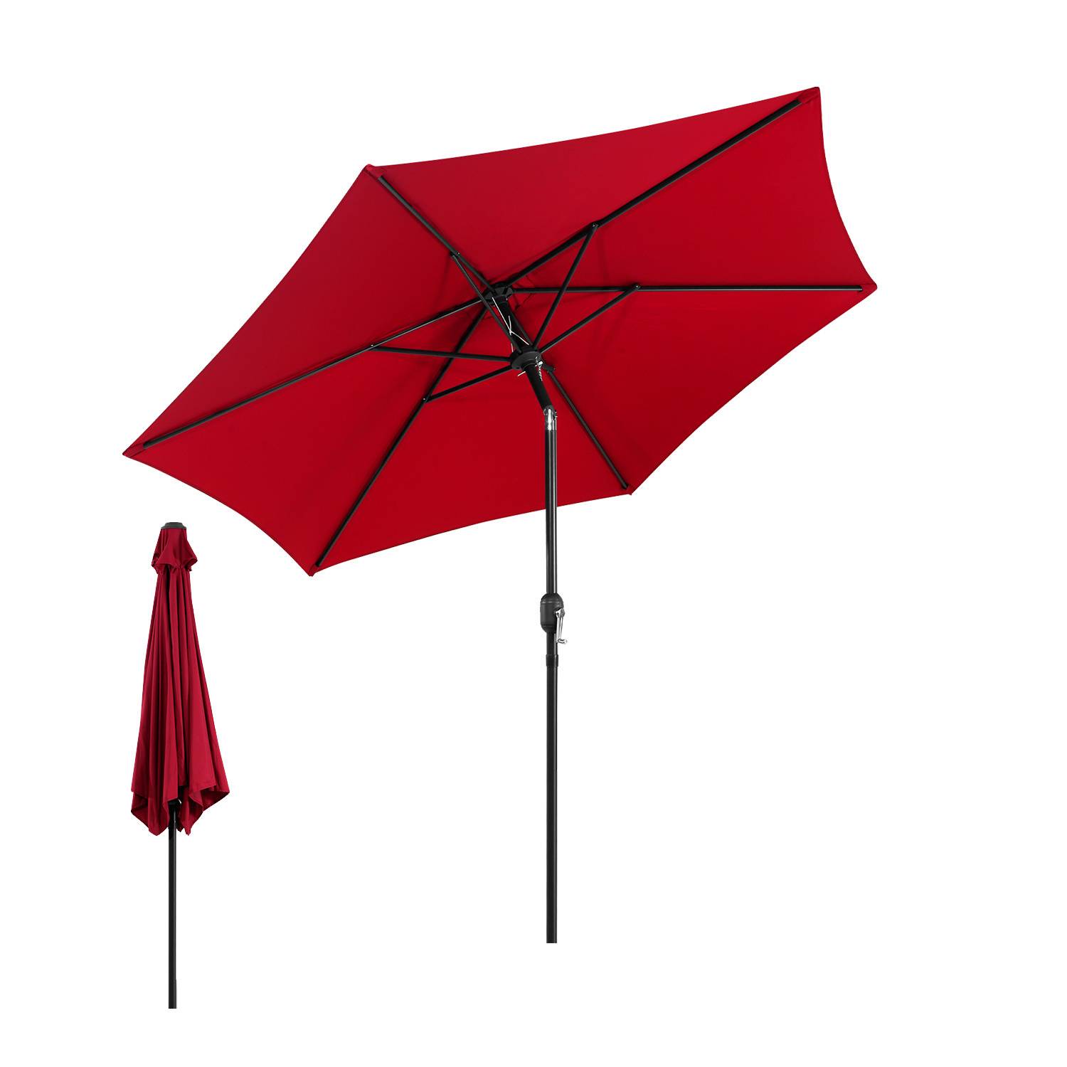 Sonnenschirm 2,7 m mehrteilig – Steckbarer Gartenschirm für Außenbereich, rot