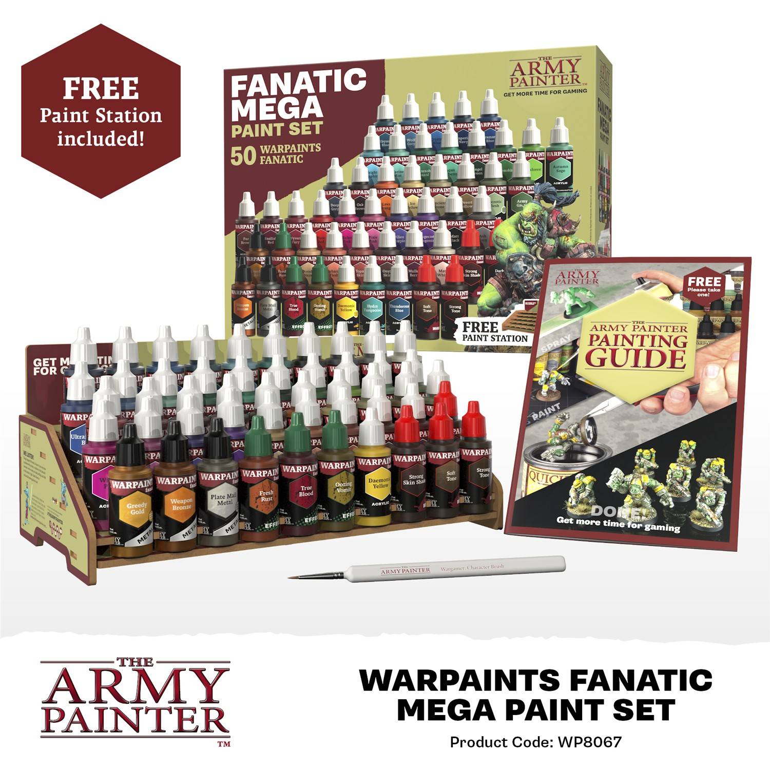 »The Army Painter Warpaints Fanatic Mega Paint Set, enthält 50 Flaschen Farbe, eine Malstation und eine Malanleitung.«