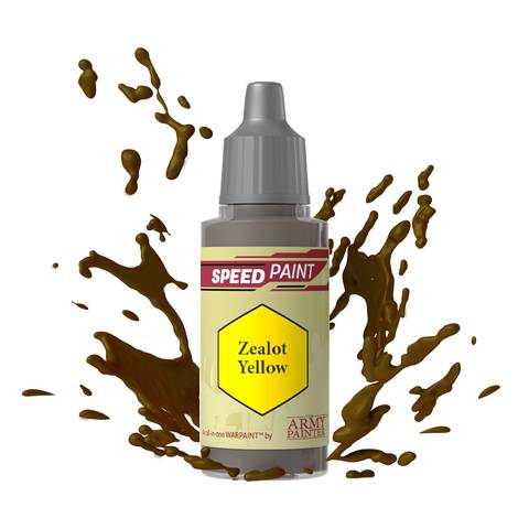 Eine Flasche Speed Paint mit der Aufschrift „Zealot Yellow