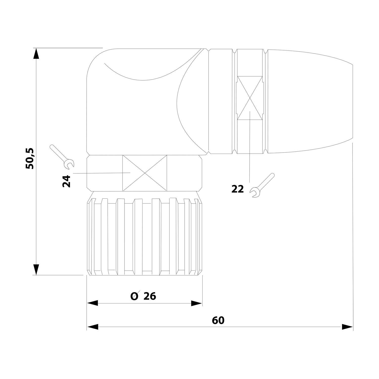 Phoenix Contact M23 RC Kabelsteckverbinder gewinkelt Stift / Buchse Kabelabgang seitlich, Klemmbereich 2,0mm - 10,5mm