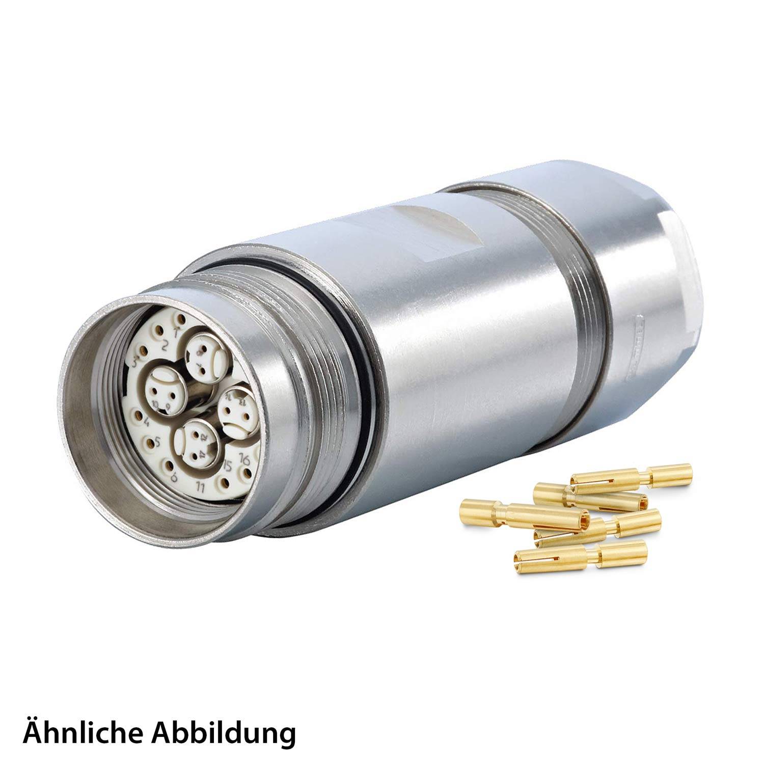 HUMMEL SET inkl. Kontakte M23 Profinet Kupplungssteckverbinder, Crimpeinsatz gerade Polzahl 20-pol.12+4x2, Buchse