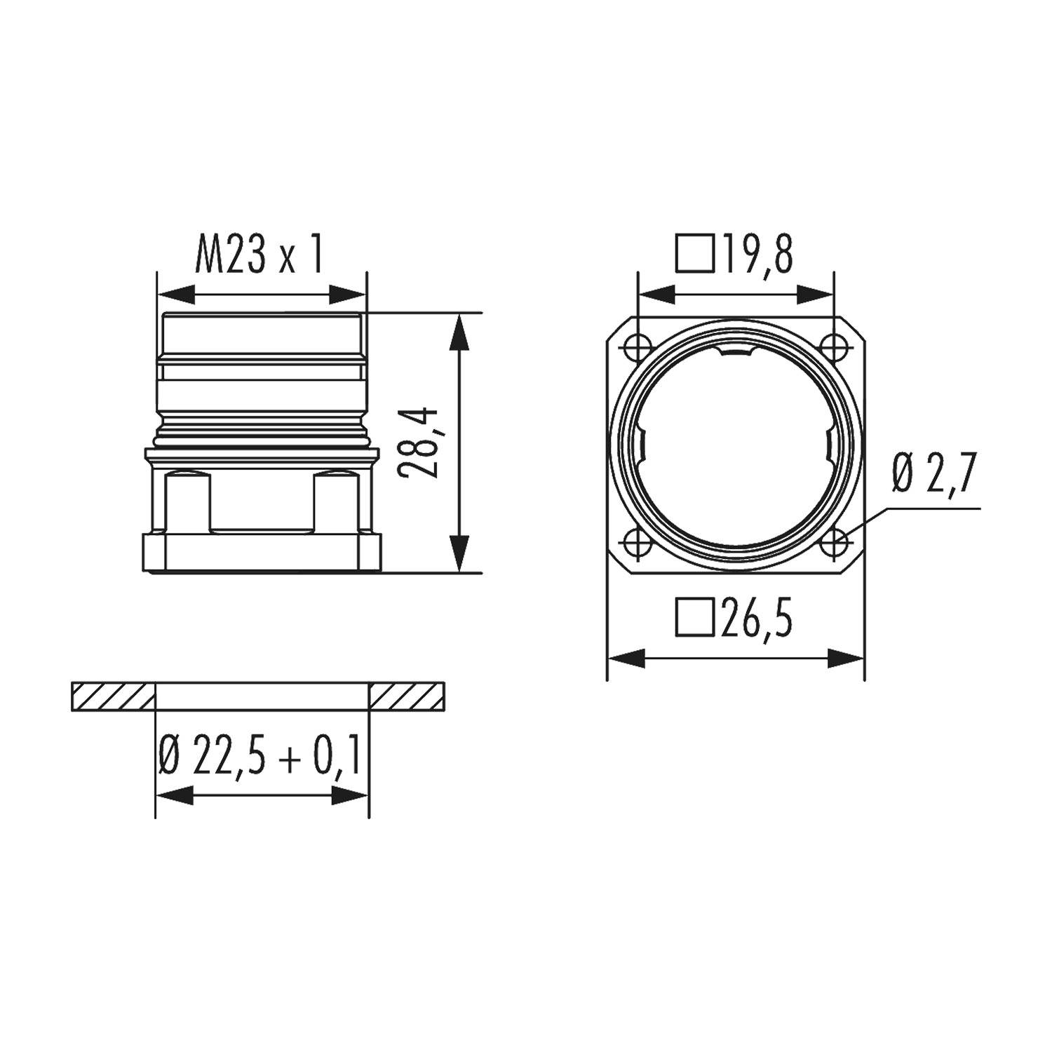 HUMMEL M23 Profinet Gerätesteckverbinder gerade Vorderwand Farbe silber - 5 Stück