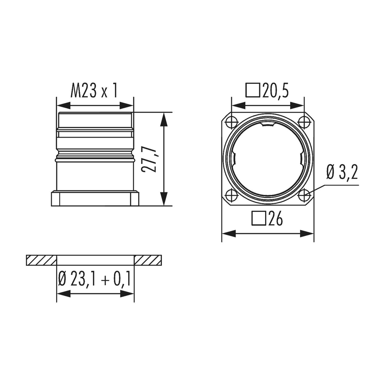 HUMMEL M23 Profinet Gerätesteckverbinder gerade Hinterwand Farbe silber - 5 Stück