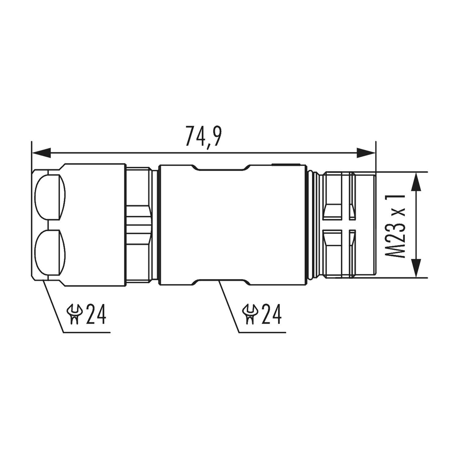 HUMMEL M23 Profinet Kupplungssteckverbinder gerade Kabelabgang gerade, Klemmbereich 11,0mm - 17,0mm Farbe silber - 5