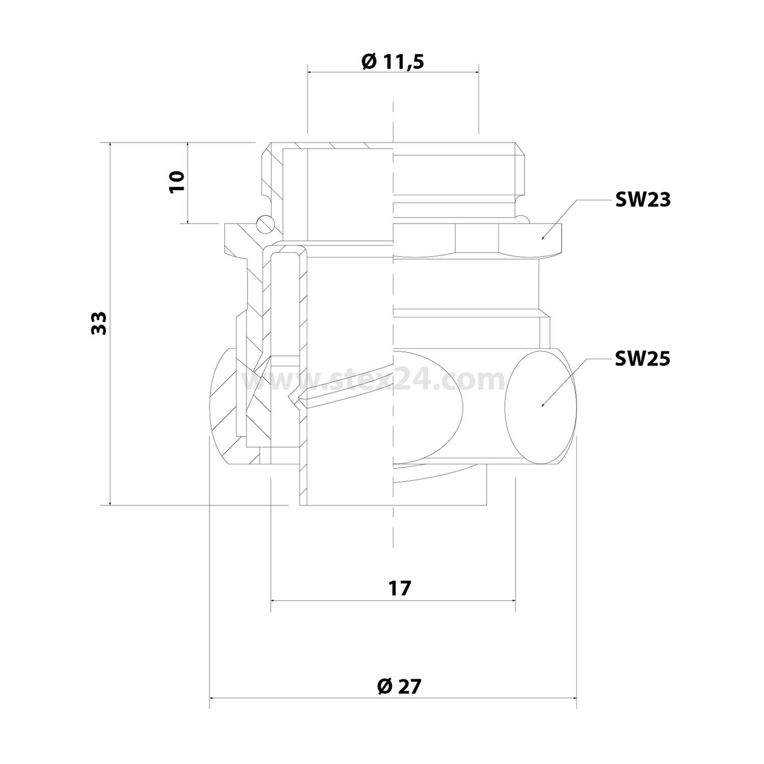 US-M kl. Packung 10 Stk. Metallverschraubung gerade Gewinde M16x1,5 für Schlauch-Außendurchmesser 17,0mm für