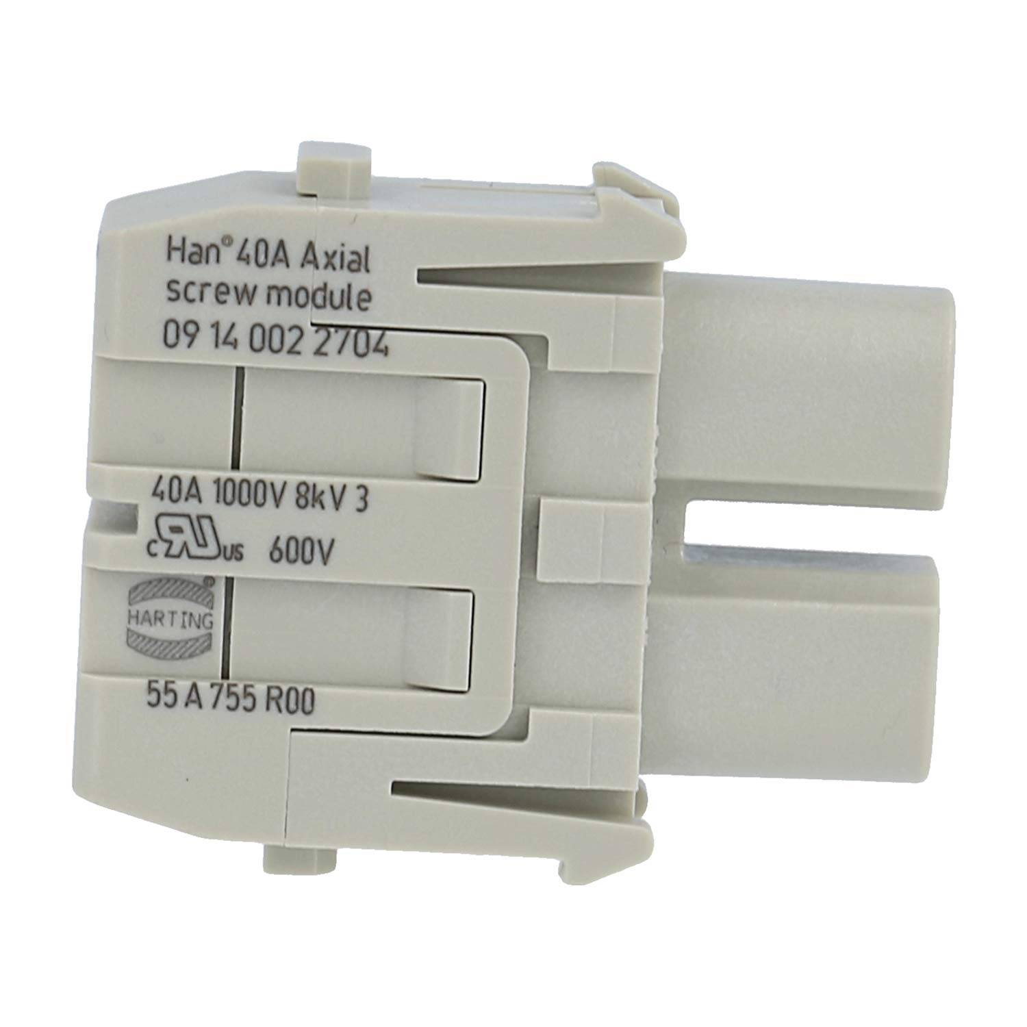 HARTING Han 40 Ampere Modul Buchseneinsatz (F) Axialschraubanschluss, 2-polig 1000V, 40A - 2 Stück