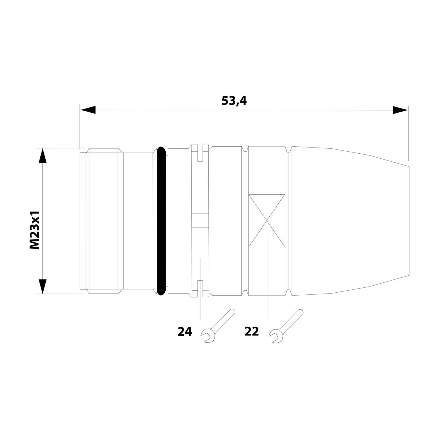 Phoenix Contact M23 RC Kupplungssteckverbinder gerade Stift / Buchse Kabelabgang gerade, Klemmbereich 2,0mm - 10,5mm