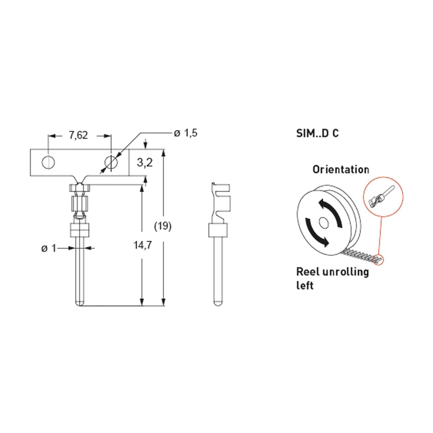 SIM3D 0.5C I.L.M.E. Stiftkontakt, 0,21-0,52mm², gestanzt, Crimpanschluss, 5A, für 50 Steckzyklen, auf Rolle - 1 Stück