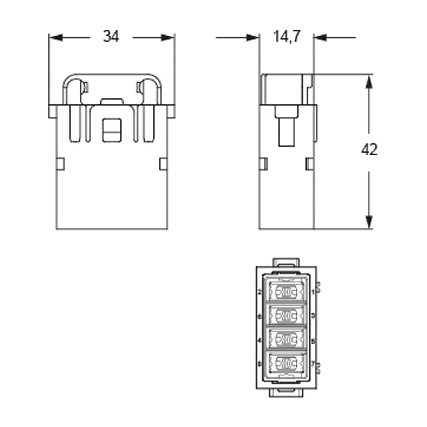 RX 08 I6M I.L.M.E. Stifteinsatz, MIXO HNM, 8P+GND, Crimpanschluss, 5A, 50V, Gigabit - 1 Stück