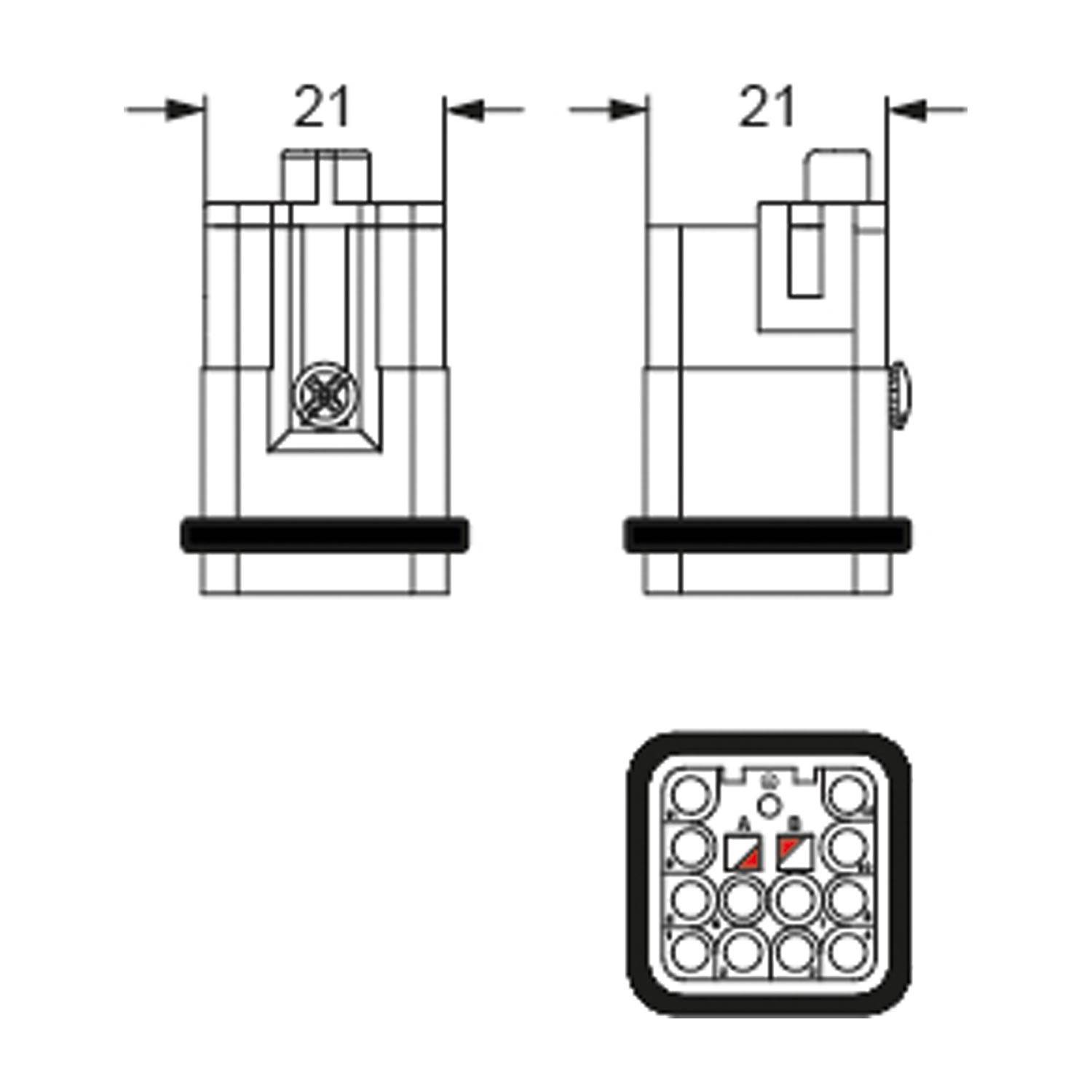 Stifteinsatz, Größe 21.21, 12P+PE, 7,5A, 250V, für CIF Q12 2.4 - 1 Stück