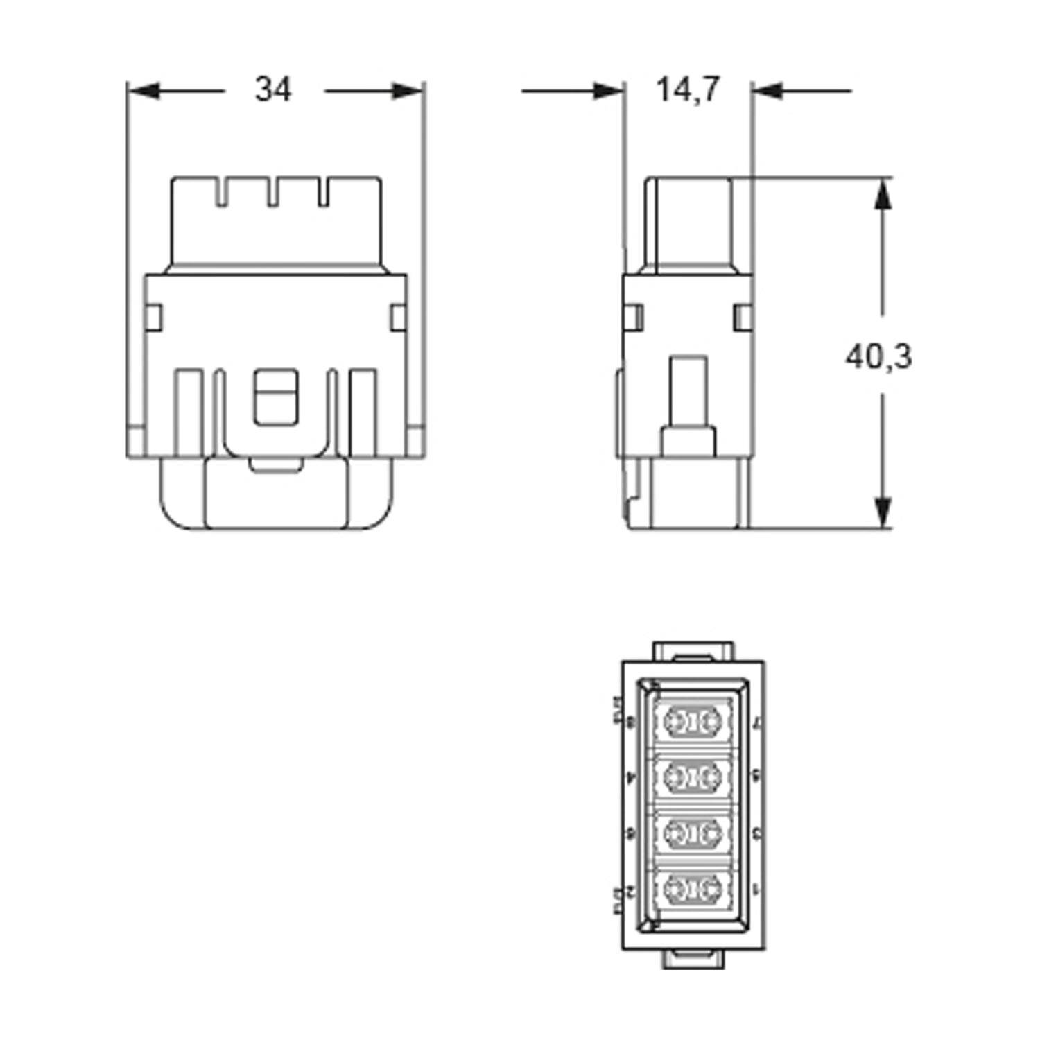 RX 08 I6F I.L.M.E. Buchseneinsatz, MIXO HNM, 8P+GND, Crimpanschluss, 5A, 50V, Gigabit - 1 Stück