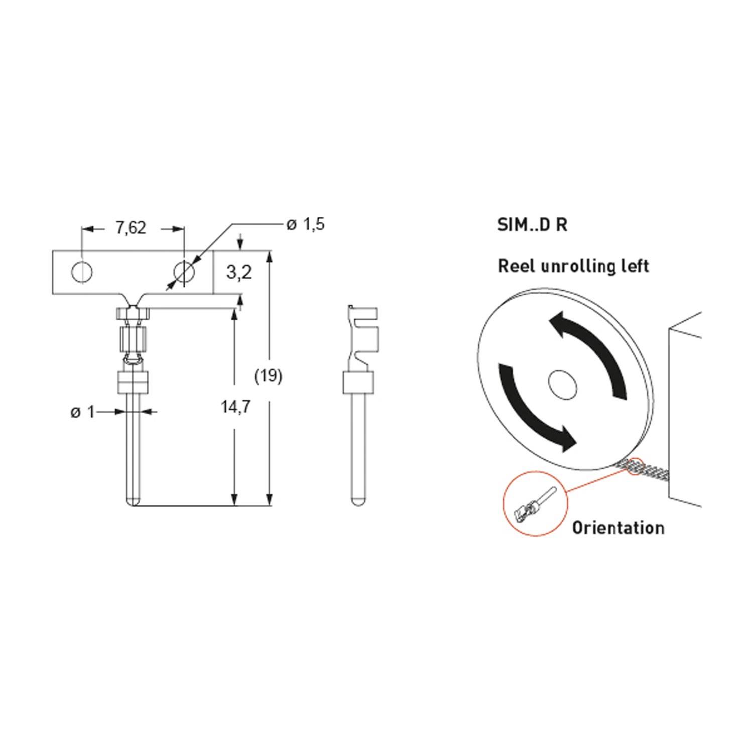 SIM2D 0.2R I.L.M.E. Stiftkontakt, 0,08-0,21mm², gestanzt, Crimpanschluss, 5A, für 250 Steckzyklen, auf Spule - 1 Stück
