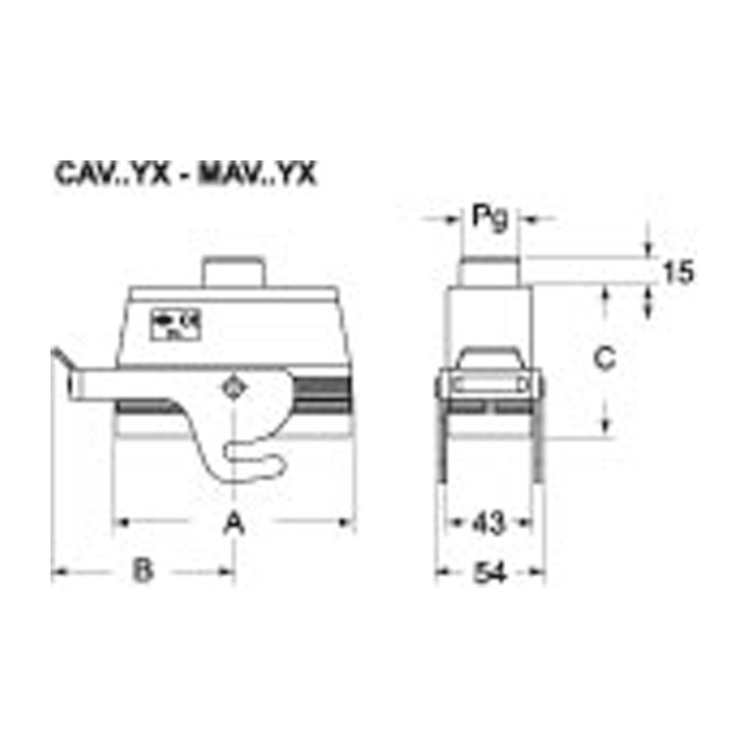 Tüllengehäuse, hoch, Größe 57.27, Alu, Zentralbügel, 1xM40 gerade - 5 Stück