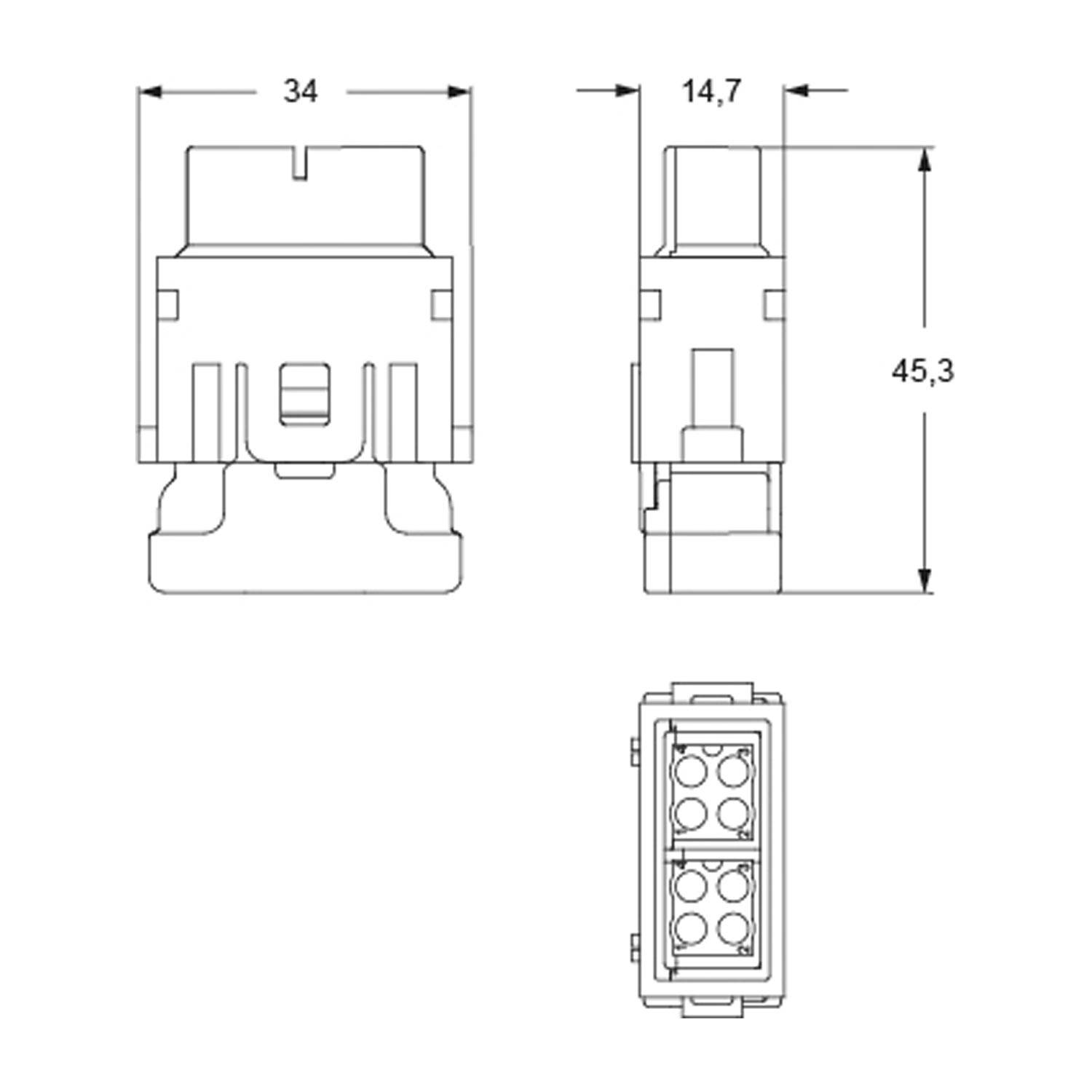 RX 08 D5F I.L.M.E. Buchseneinsatz, MIXO HNM, 1ME, 8P+GND, Crimpanschluss, 10A, 50V, Megabit - 1 Stück