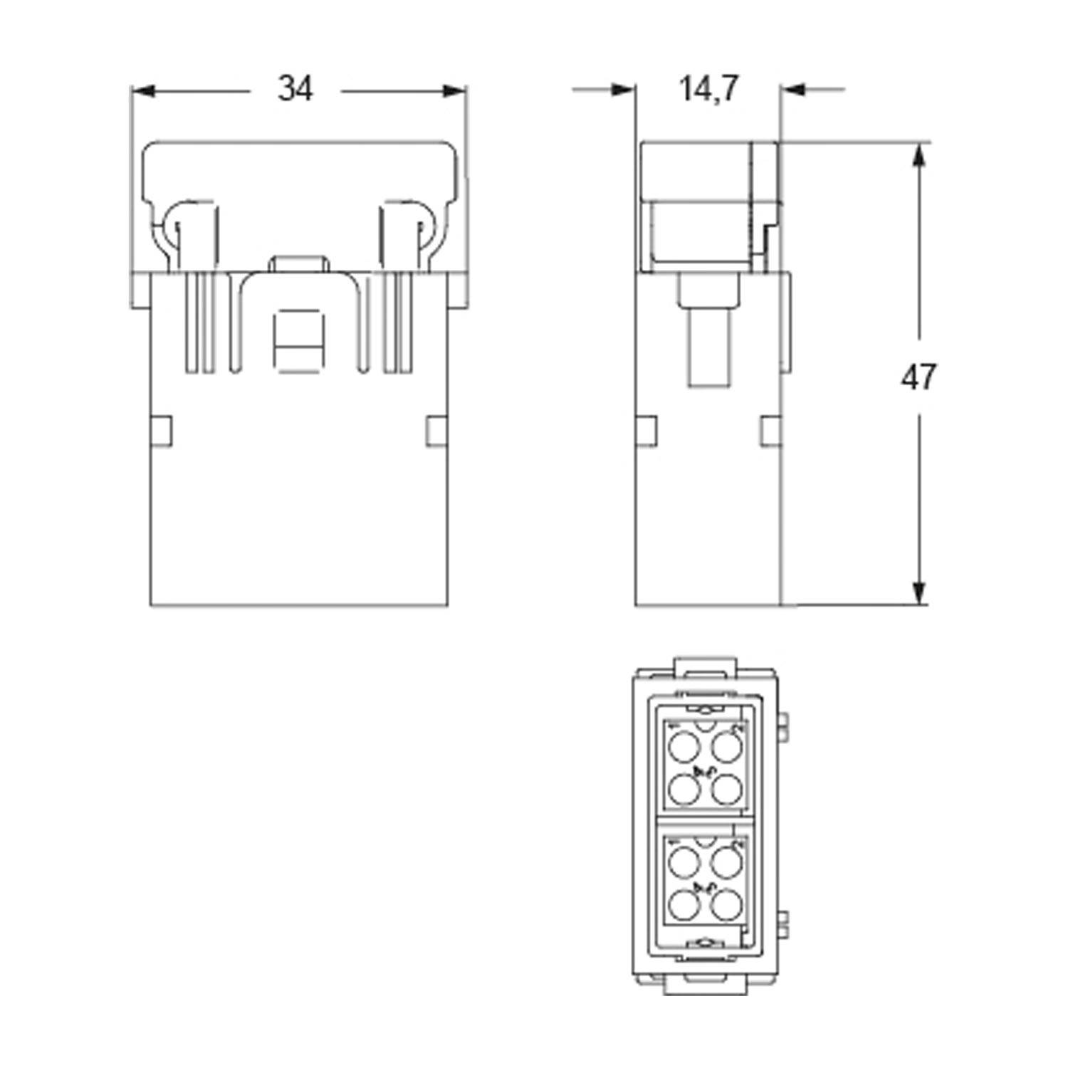 RX 08 D5M I.L.M.E. Stifteinsatz, MIXO HNM, 1ME, 8P+GND, Crimpanschluss, 10A, 50V, Megabit - 1 Stück