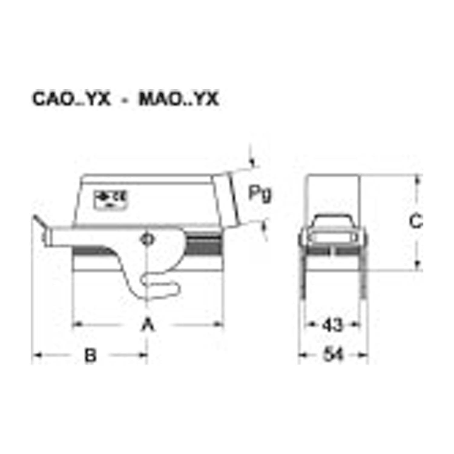 Tüllengehäuse, hoch, Größe 44.27, Alu, Zentralbügel, 1xM32 seitlich - 5 Stück