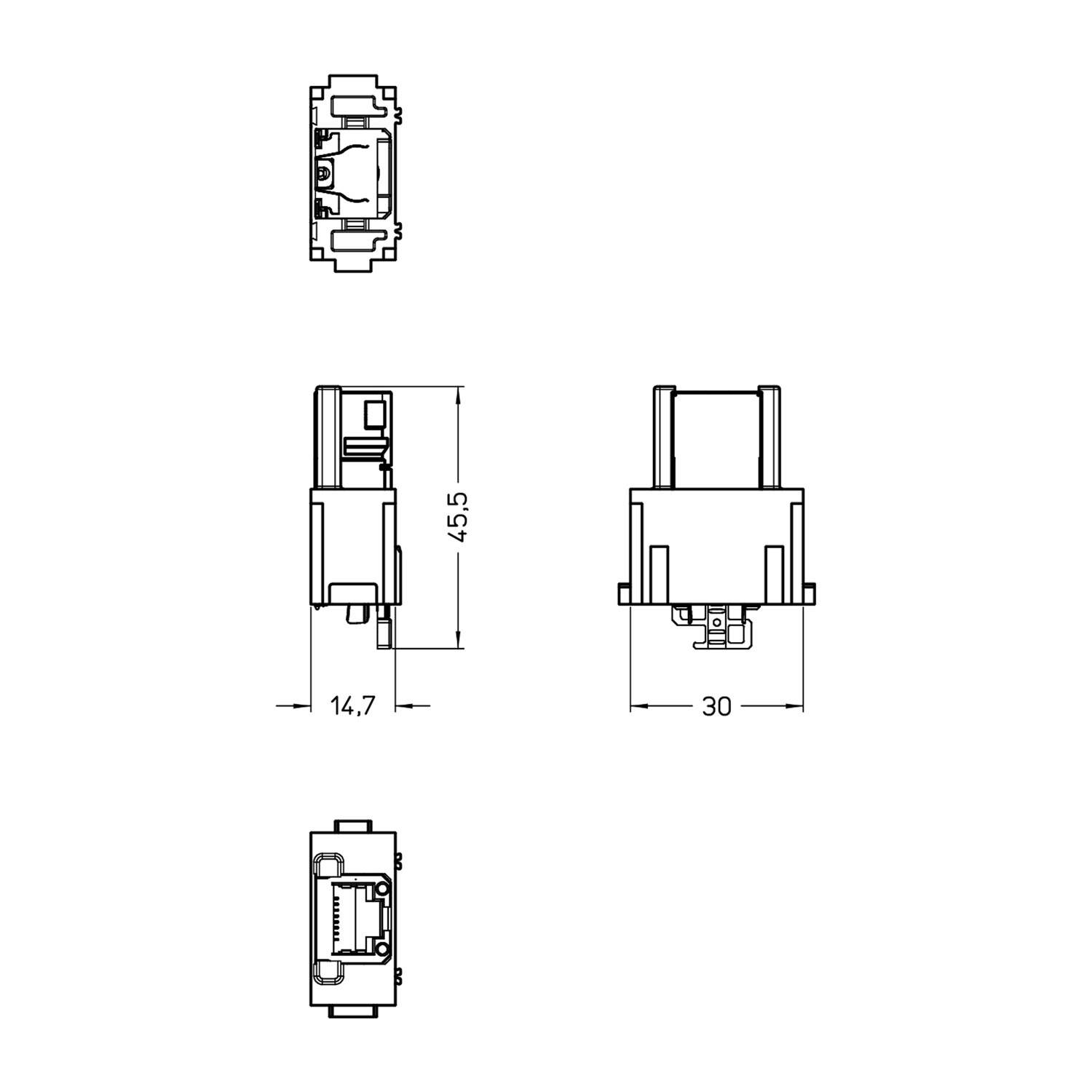CX 01 J8BIF ILME Buchseneinsatz, MIXO, 1ME, 8P+GND, 1A, 50V, RJ45 IDC, für Belegung T568B - 1 Stück