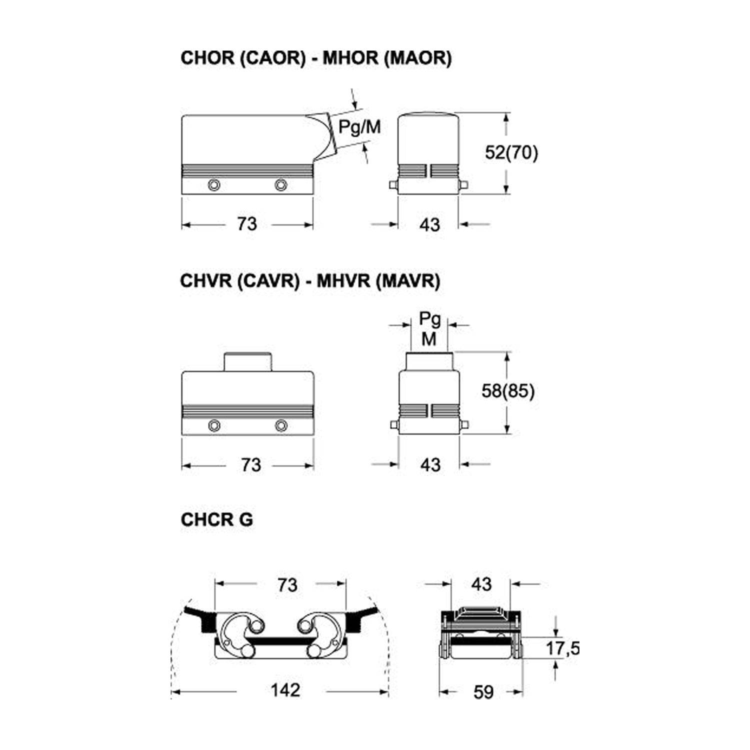 Tüllengehäuse, Größe 57.27, 180°C Alu, 4 Bolzen, 1xM20 gerade - 5 Stück