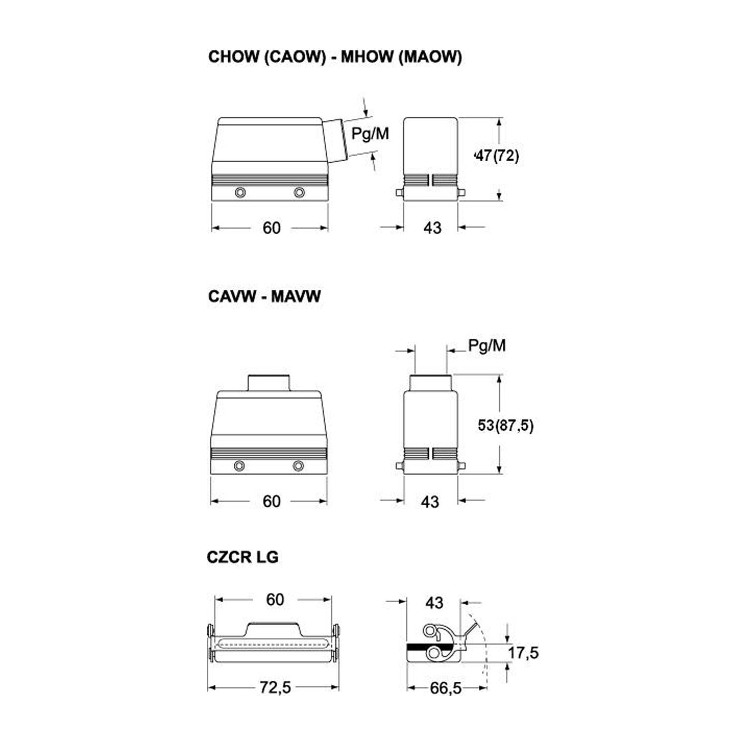 Tüllengehäuse, Größe 44.27, 180°C Alu, 2 Bolzen, 1xM20 gerade - 5 Stück