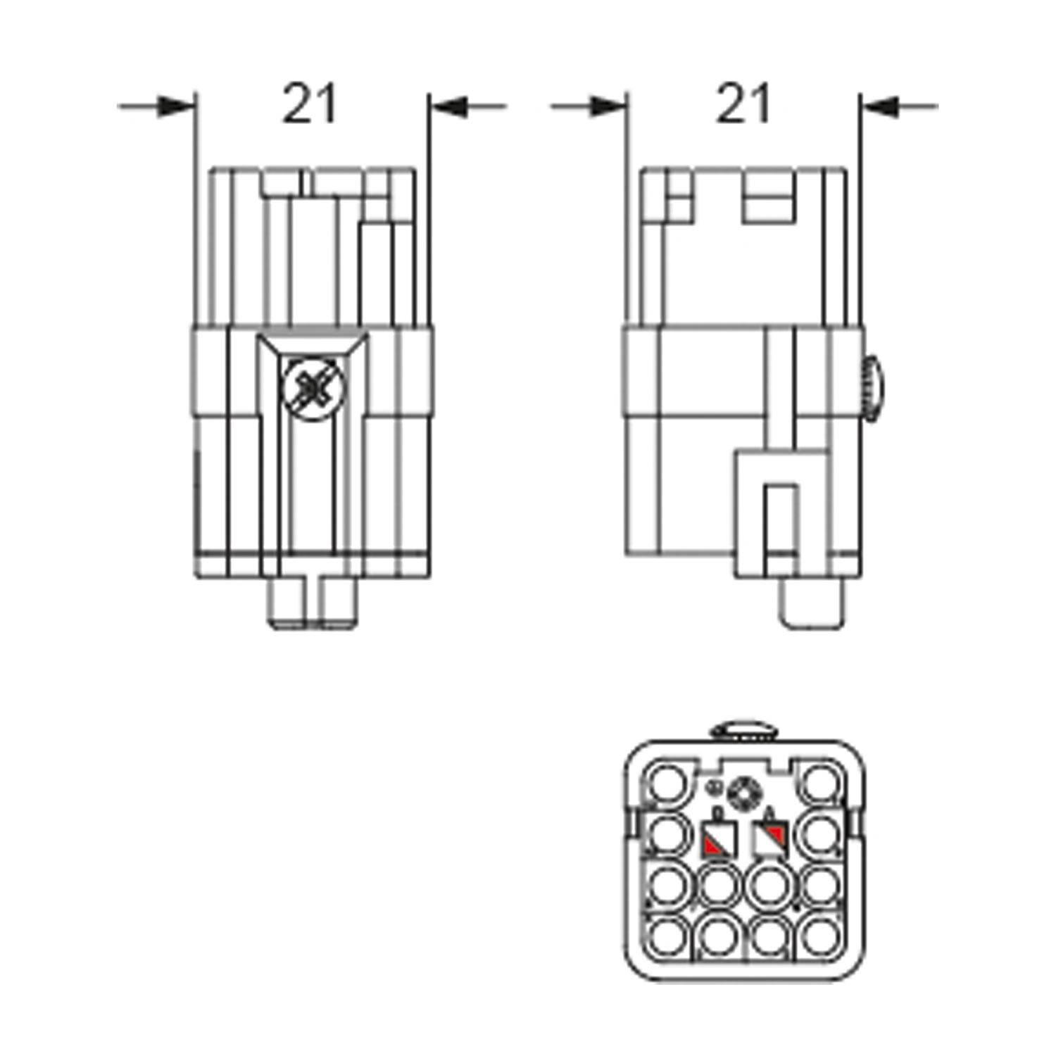 Buchseneinsatz, Größe 21.21, 12P+PE, 7,5A, 250V, für CIF Q12 2.4 - 1 Stück