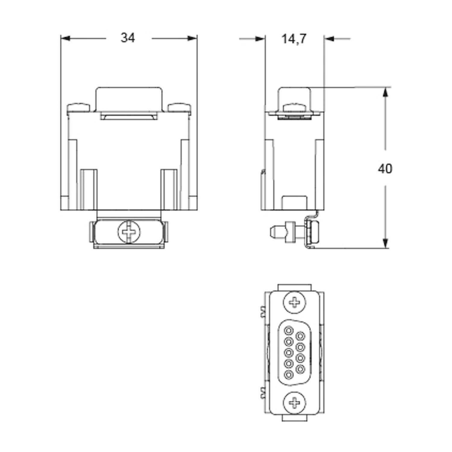 CX 01 9VF2 I.L.M.E. Buchseneinsatz, MIXO, 1ME, 9P+GND, Crimpanschluss, 5A, 50V, D-SUB, doppelte Kabeleinführung - 1