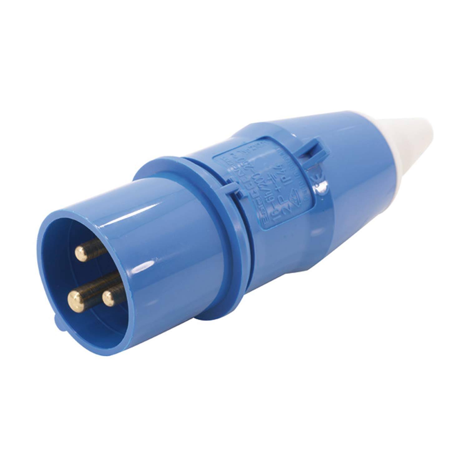16 Ampere CEE Steckverbinder 3-polig (2P+PE) Stift, Kodierung 6h himmelblau RAL 5015 200/250V Frequenz 50 und 60Hz - 1