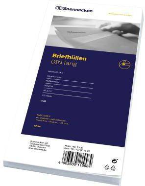 Soennecken Briefhülle 1306 DIN lang 80g oF hk hf weiß 25 St./Pack.