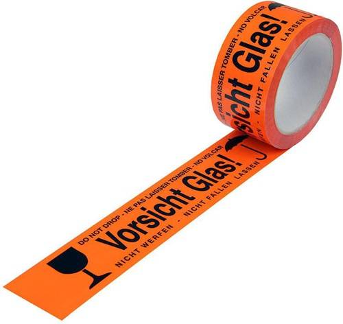 Warnklebeband Breite 50mm Länge 66m S.52µ PP leuchtorange Acrylatkleber TRANSPAK