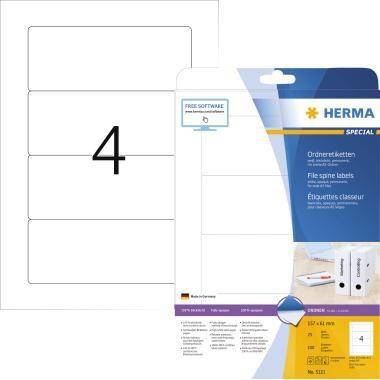 HERMA Ordneretiketten 5121 DIN A4 157x61mm weiß 100 St./Pack