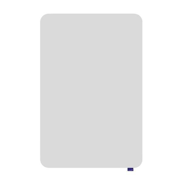 Leeres hellgraues Panel oder Karte mit abgerundeten Ecken auf weißem Hintergrund mit einem kleinen blauen Register an der unteren rechten Kante.