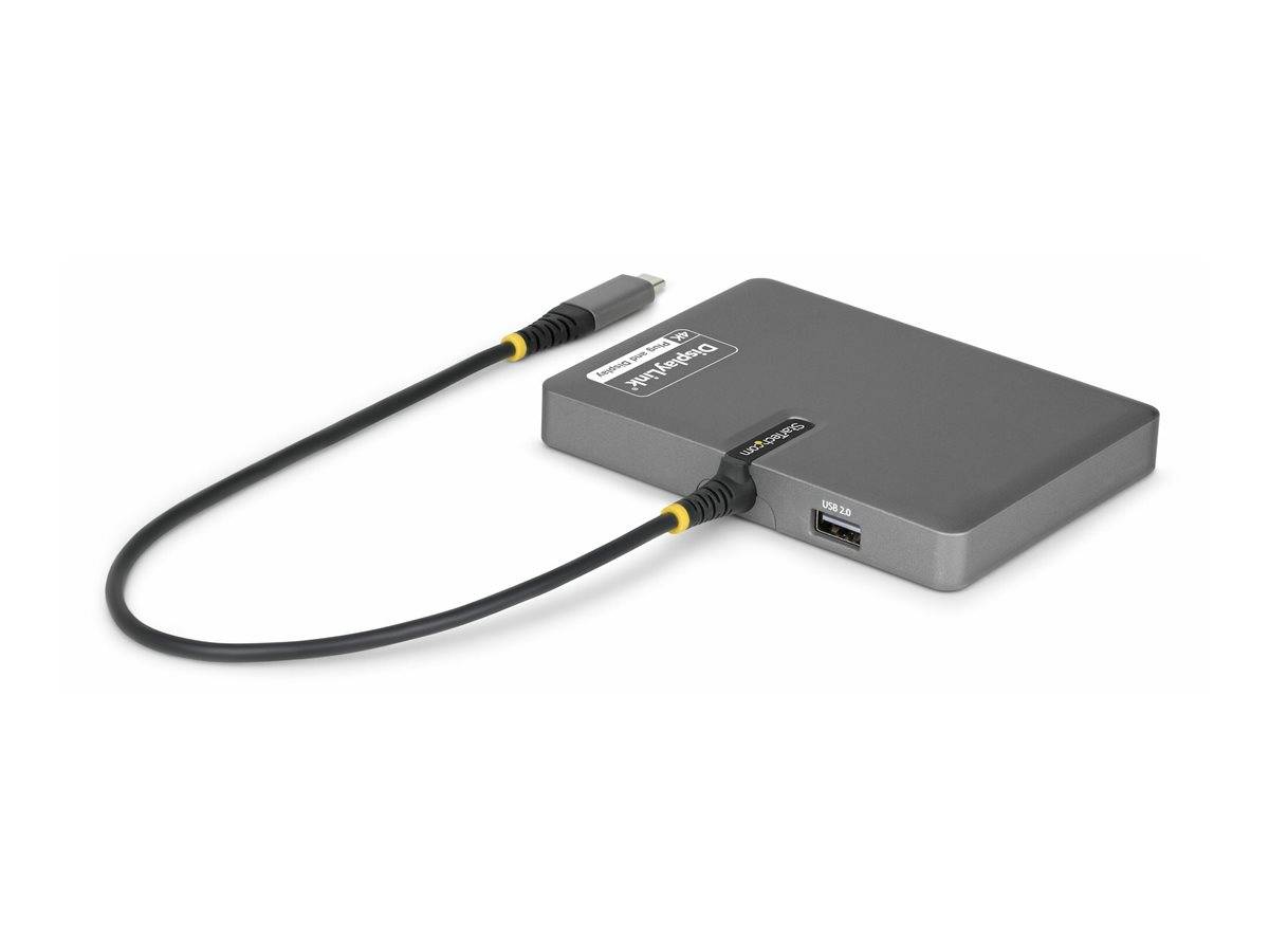 Tragbares graues externes Laufwerk mit angeschlossenem USB-Kabel, dargestellt auf weißem Hintergrund.