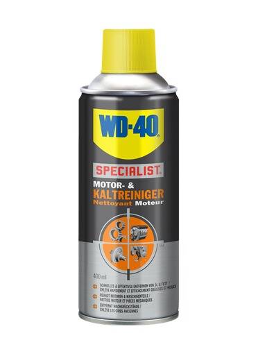 WD-40 Specialist Motorenreiniger Sprühdose, 400 ml, gekennzeichnet zur Motorenreinigung in Französisch und Deutsch.