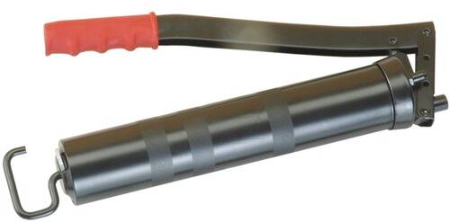 Ein schwarzer Brecheisen mit rotem Griff, das für Aufgaben wie Hebeln oder Heben konzipiert ist.