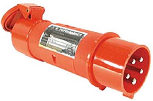 Orangefarbener Hydraulikzylinder mit Etikett auf der Seite, verwendet in Industriemaschinen.