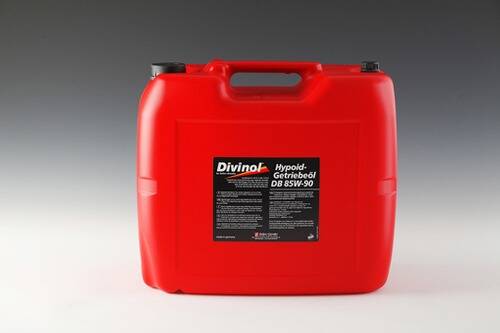 Ein roter Behälter mit der Aufschrift „Divinol Hypoid-Getriebeöl DB 85W-90