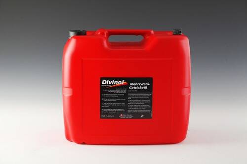 Ein roter Kunststoffbehälter mit der Aufschrift „Divinol Mehrzweck-Getriebeöl
