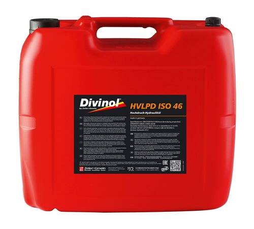 Ein roter Behälter mit der Beschriftung „Divinol HVLPD ISO 46
