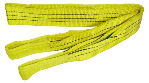 Gelbe Hebeseile mit schwarzer Naht, entwickelt für das sichere Heben oder Anheben schwerer Lasten.