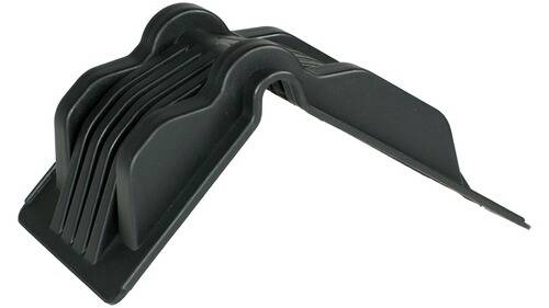 Ein schwarzer Kunststoff-Rückenstretcher mit mehreren Rippen, der für Wirbelsäulenstützung und Spannungsentlastung konzipiert ist.